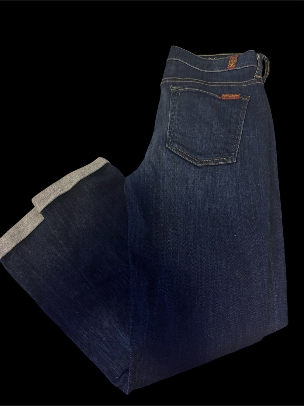 7 For All Mankind Dark Blue the skinny crop & roll Crop Jeans Sz 28